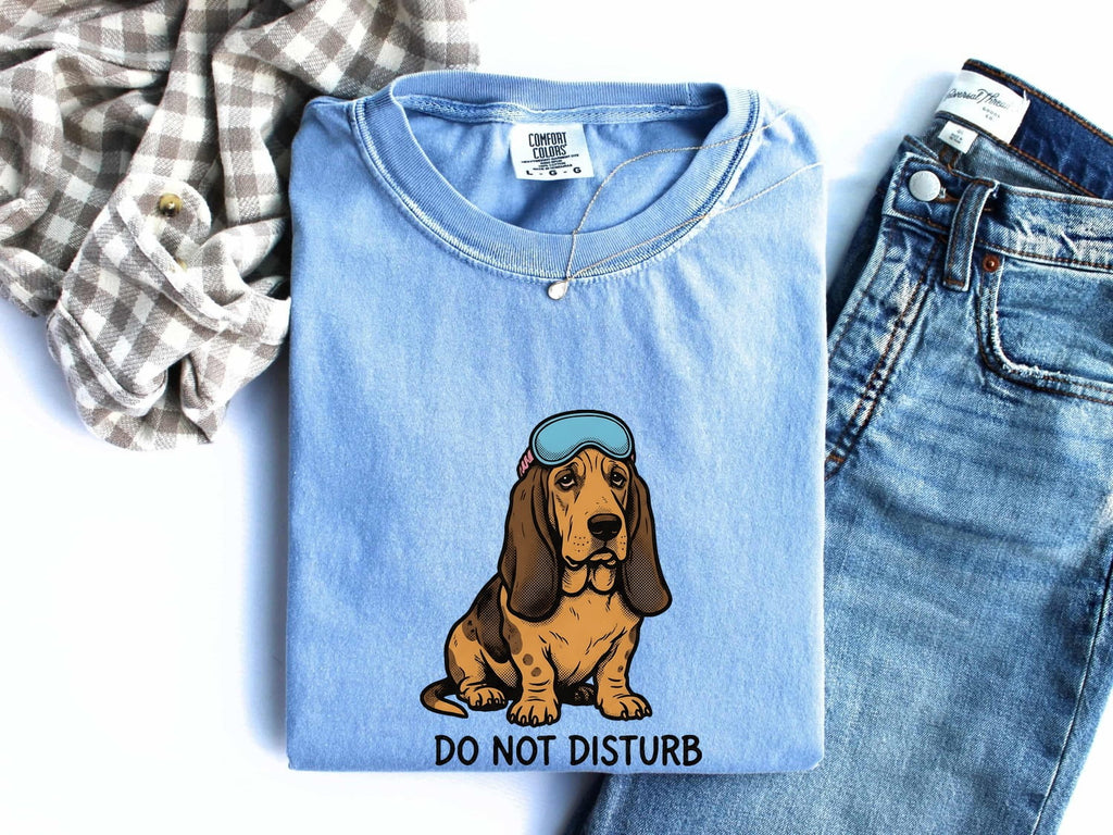 Basset Hound Shirt Dog Satire Gift Women Animated Tee Hound T-Shirt Dog Fan Cartoon Tshirt Parody Graphic Sketch Night Mask Tshirt
