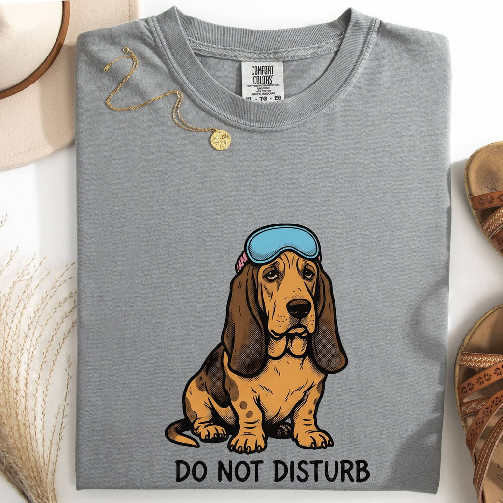 Basset Hound Shirt Dog Satire Gift Women Animated Tee Hound T-Shirt Dog Fan Cartoon Tshirt Parody Graphic Sketch Night Mask Tshirt