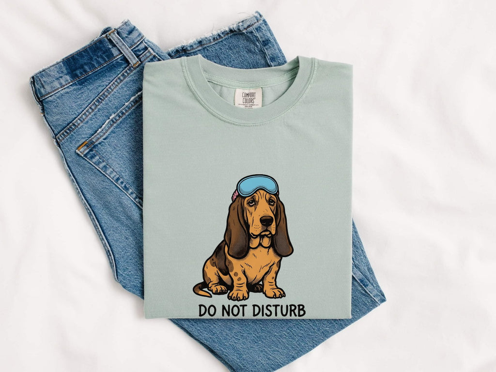 Basset Hound Shirt Dog Satire Gift Women Animated Tee Hound T-Shirt Dog Fan Cartoon Tshirt Parody Graphic Sketch Night Mask Tshirt