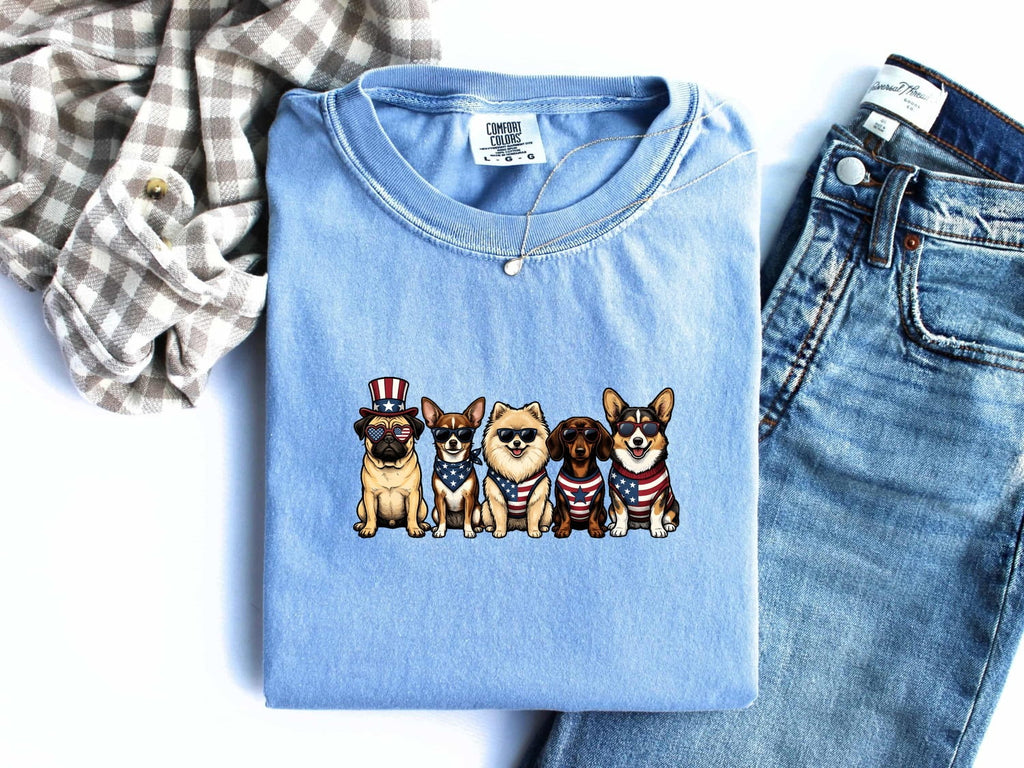 Freedom Dogs Shirt 4th Of July Canine Gift Women Caricature Tee Liberty Dogs T-Shirt Independence Day Fan Cartoon Tshirt Dog Graphic Old