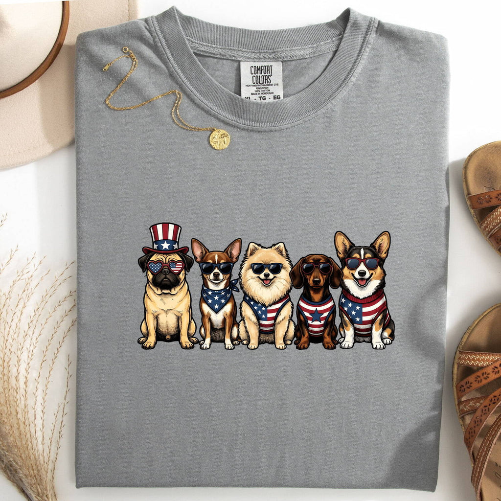 Freedom Dogs Shirt 4th Of July Canine Gift Women Caricature Tee Liberty Dogs T-Shirt Independence Day Fan Cartoon Tshirt Dog Graphic Old