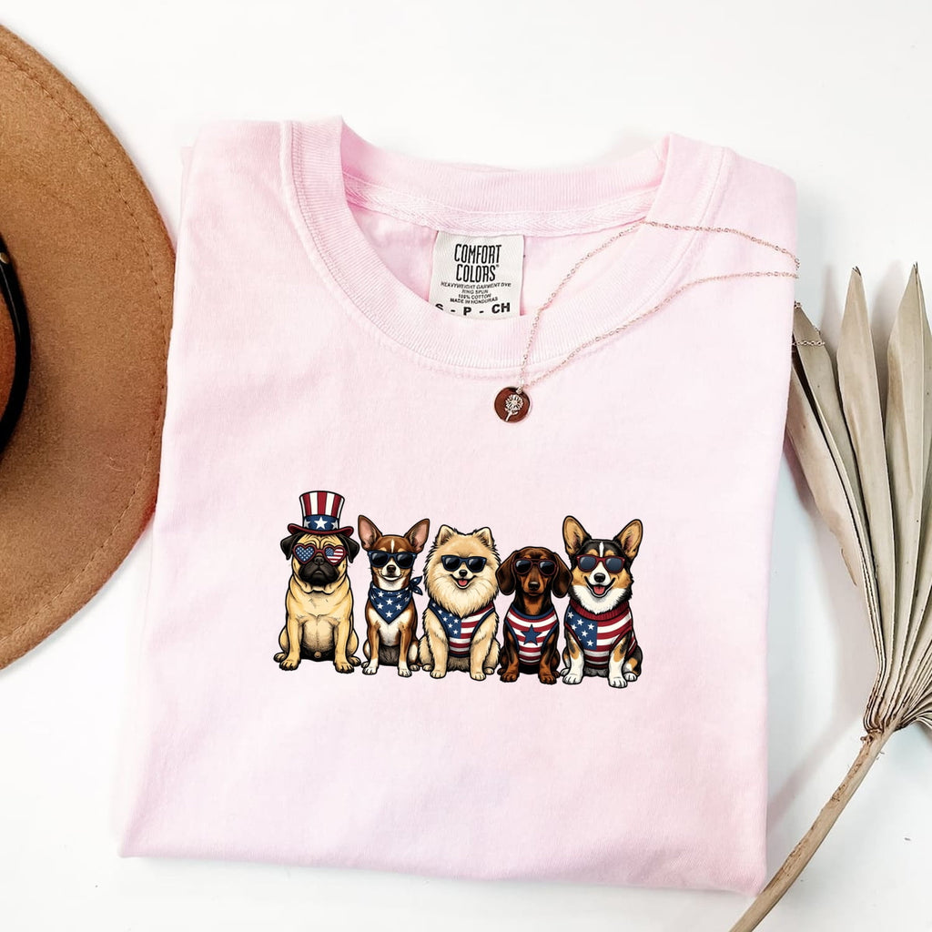 Freedom Dogs Shirt 4th Of July Canine Gift Women Caricature Tee Liberty Dogs T-Shirt Independence Day Fan Cartoon Tshirt Dog Graphic Old
