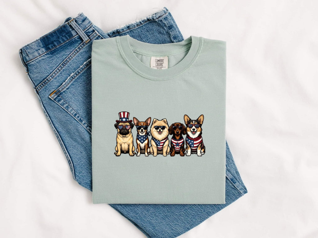 Freedom Dogs Shirt 4th Of July Canine Gift Women Caricature Tee Liberty Dogs T-Shirt Independence Day Fan Cartoon Tshirt Dog Graphic Old