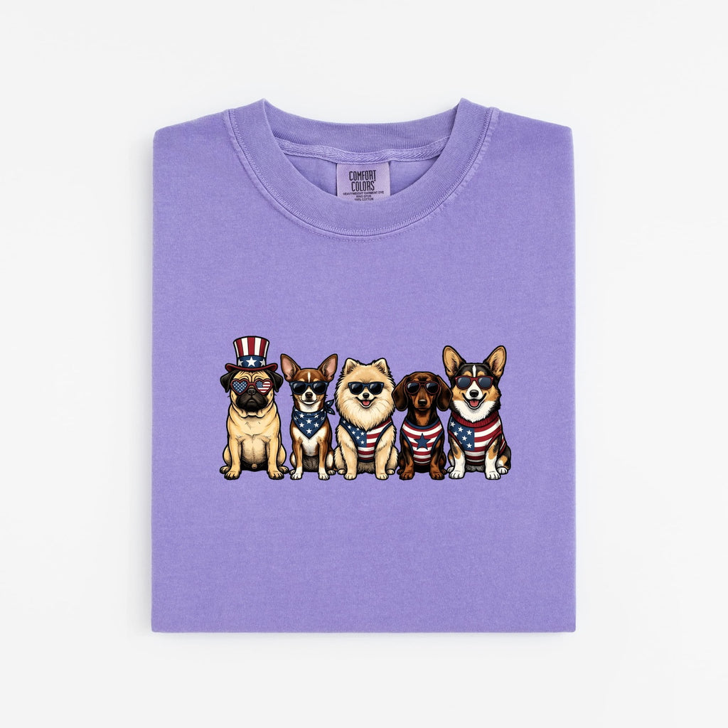 Freedom Dogs Shirt 4th Of July Canine Gift Women Caricature Tee Liberty Dogs T-Shirt Independence Day Fan Cartoon Tshirt Dog Graphic Old