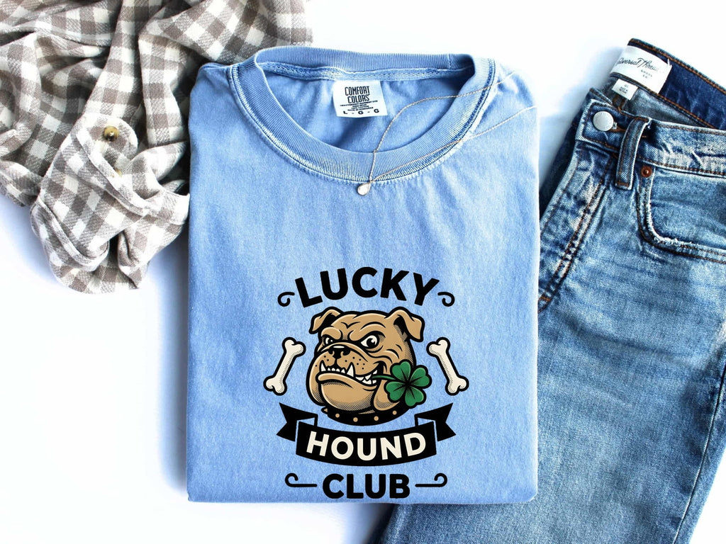 Bulldog Shirt St Patrick's Day Puppy Gift Women Line Art Tee Bulldog T-Shirt St Patricks Fan Bulldog Illustration Classic Irish Clover