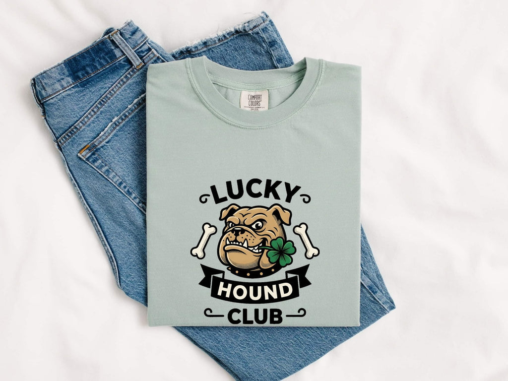 Bulldog Shirt St Patrick's Day Puppy Gift Women Line Art Tee Bulldog T-Shirt St Patricks Fan Bulldog Illustration Classic Irish Clover