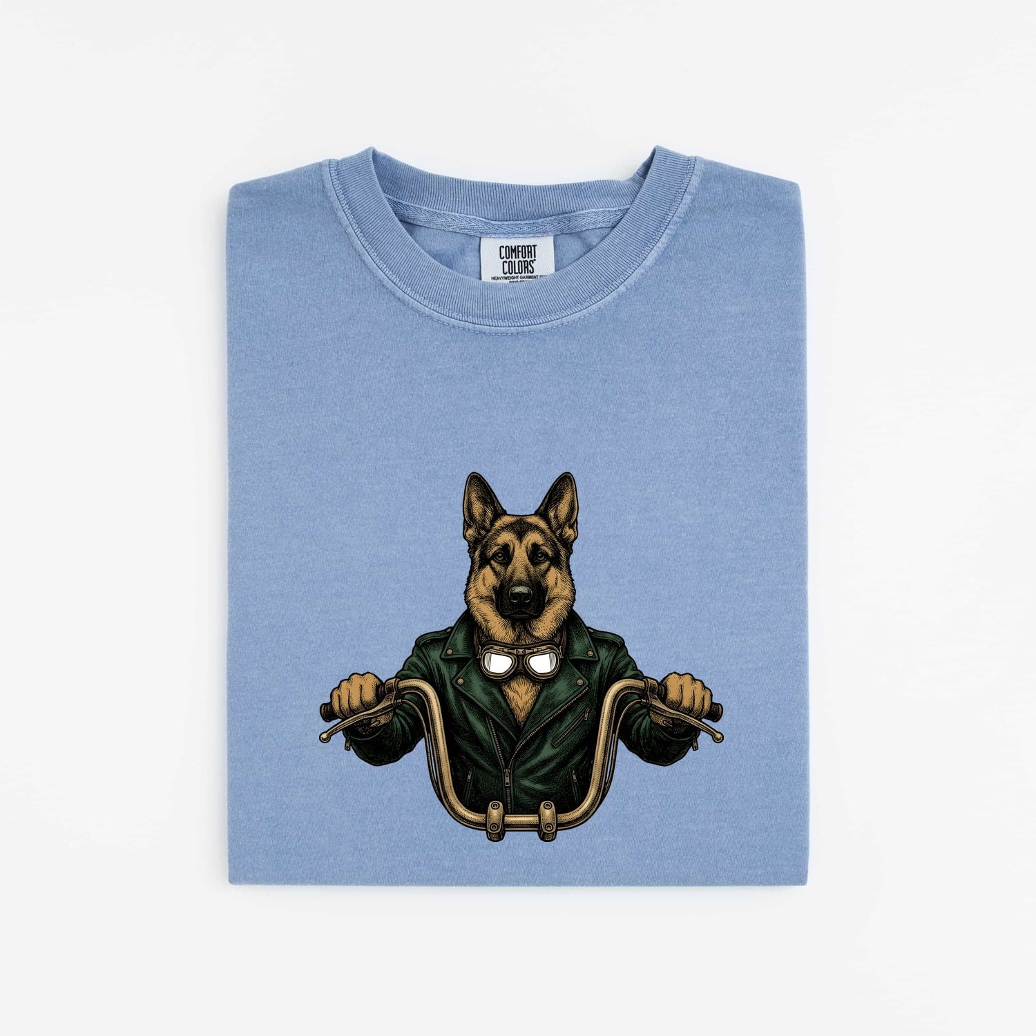 German Shepherd Bike Rider Shirt Dog Motorcycle Gear Gift Women Old School Tee Alsatian T-Shirt Dog Fan Shepherd Tshirt Biker Graphic Line