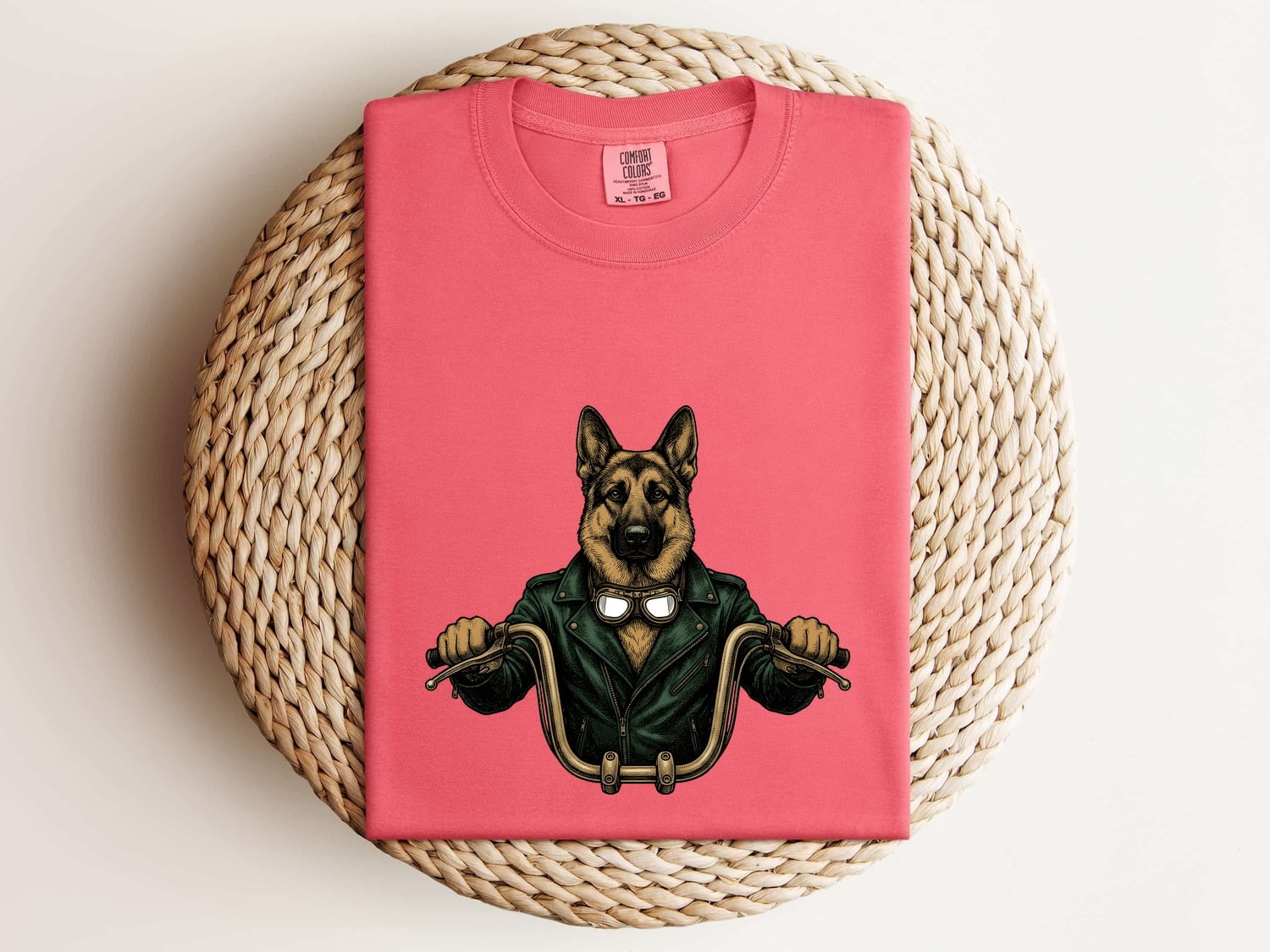 German Shepherd Bike Rider Shirt Dog Motorcycle Gear Gift Women Old School Tee Alsatian T-Shirt Dog Fan Shepherd Tshirt Biker Graphic Line