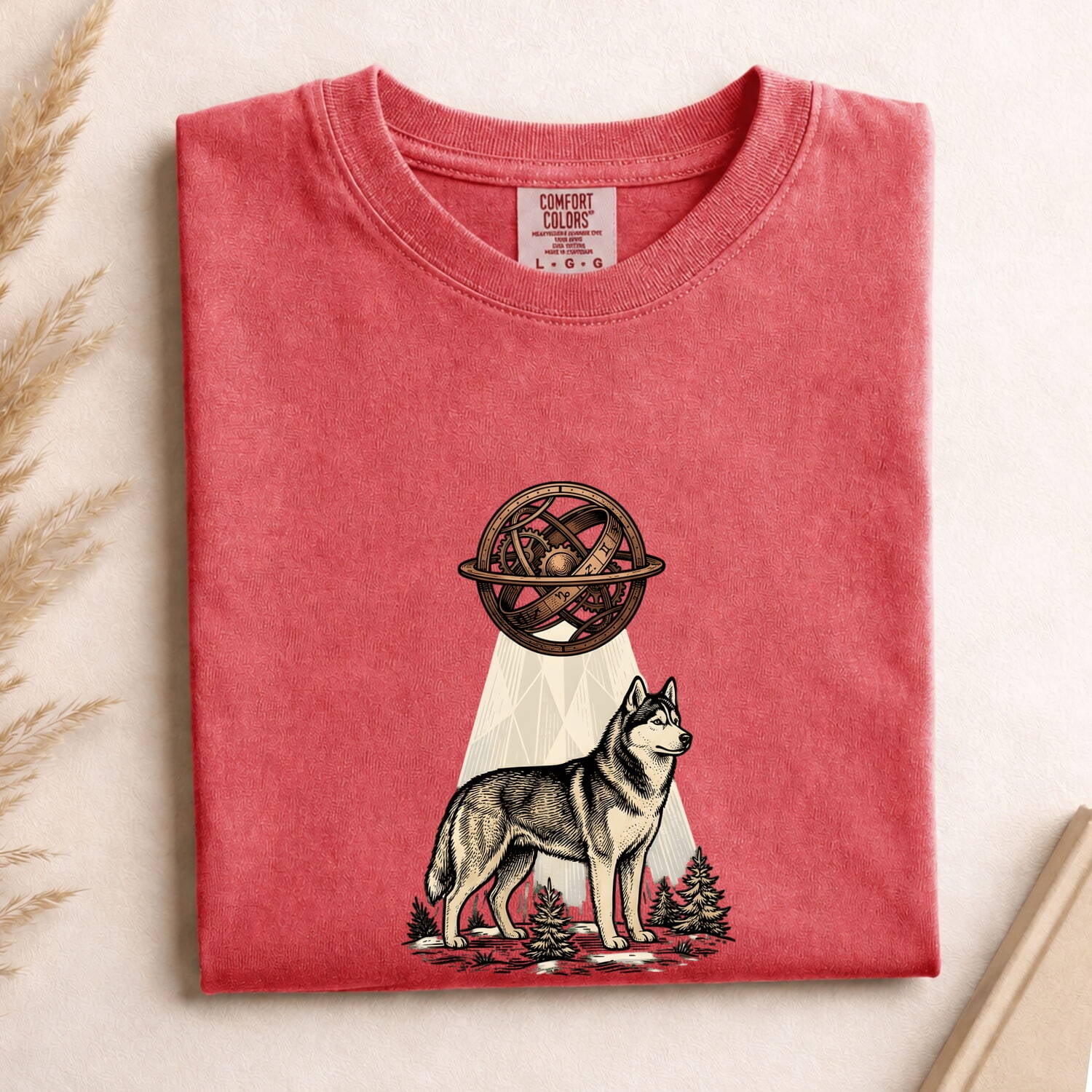 Husky Dog Shirt Dog Nature Gift Women Vintage Tee Siberian Husky T-Shirt Dog Owner Fan Husky Graphic Tshirt Hand Drawn Celestial Sphere