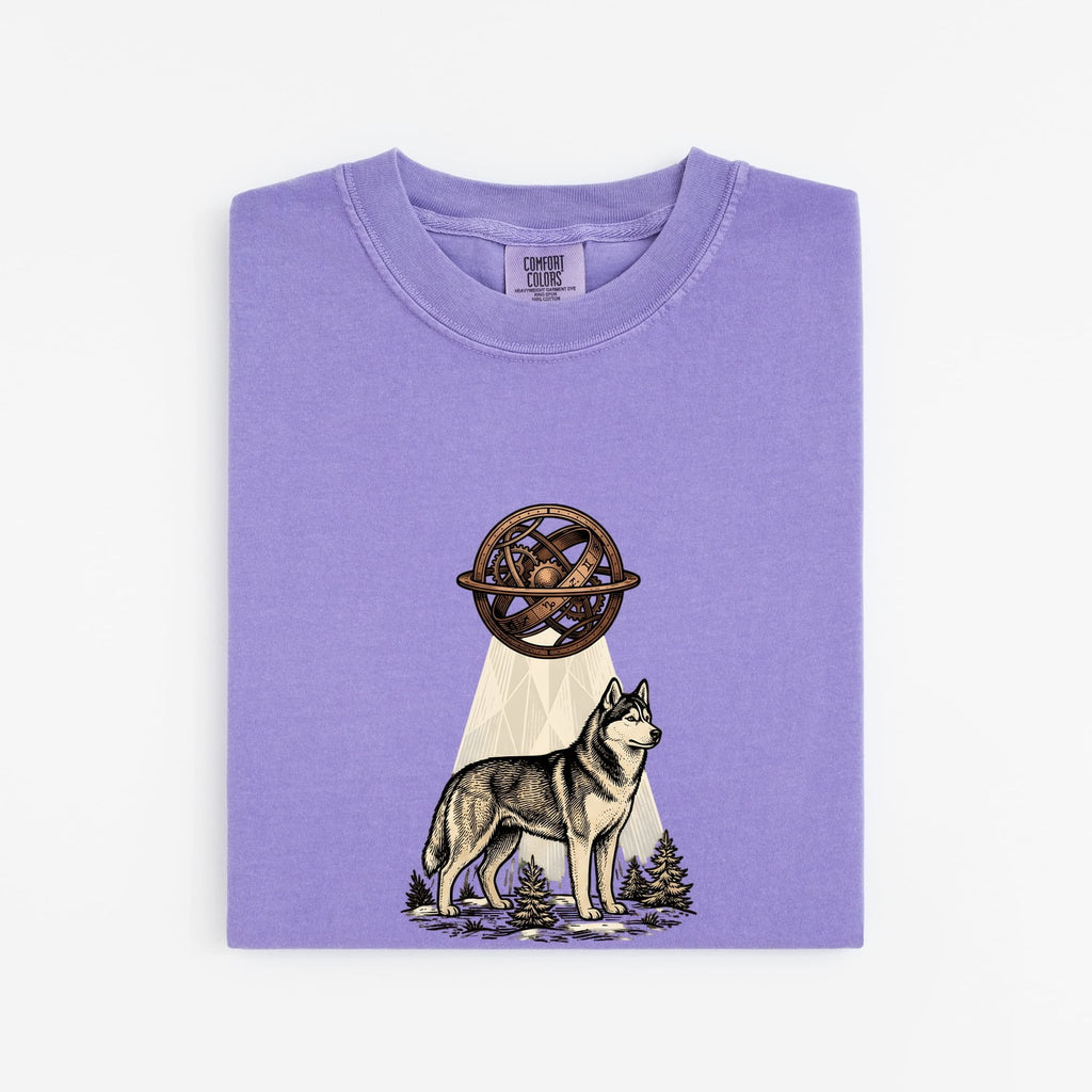 Husky Dog Shirt Dog Nature Gift Women Vintage Tee Siberian Husky T-Shirt Dog Owner Fan Husky Graphic Tshirt Hand Drawn Celestial Sphere