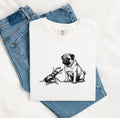 Pug Canine Shirt Dog Critters Gift Women Old School Tee Dog T-Shirt Dog Fan Vintage Tshirt Creature Graphic Line Art Scarab Tshirt