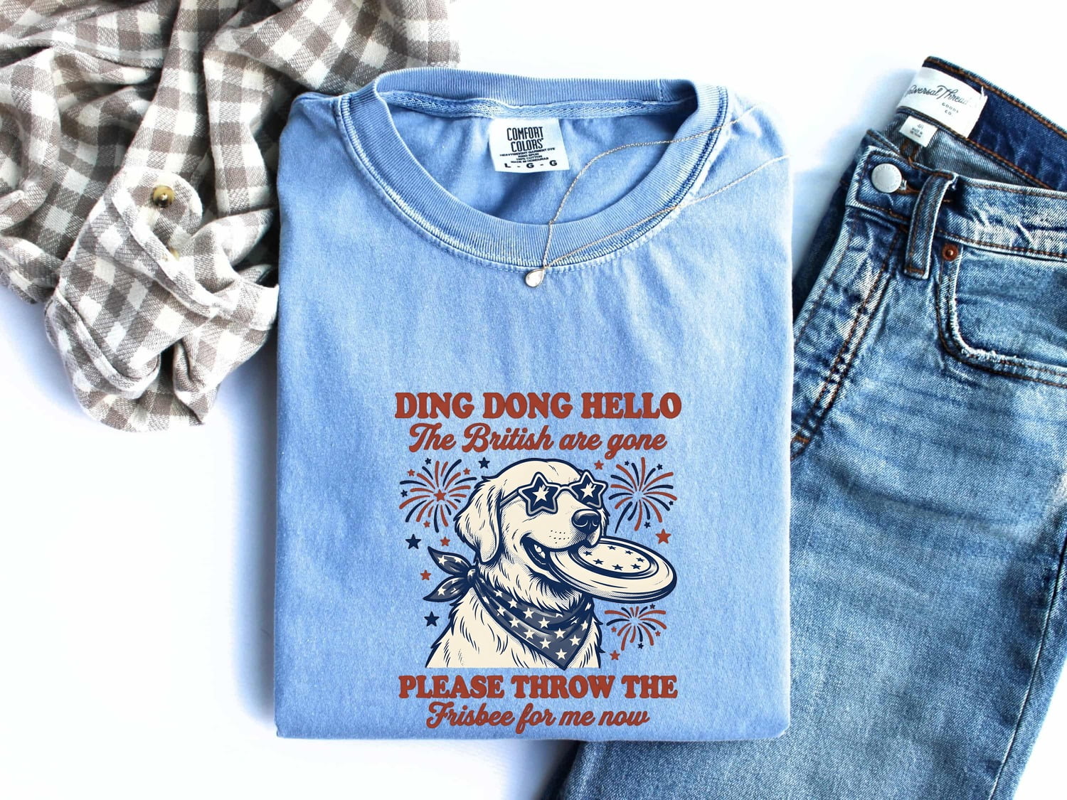 Golden Dog Shirt 4th Of July Canine Gift Women Aged Tee Dog T-Shirt Independence Day Fan Vintage Tshirt Puppy Graphic Primitive Firework