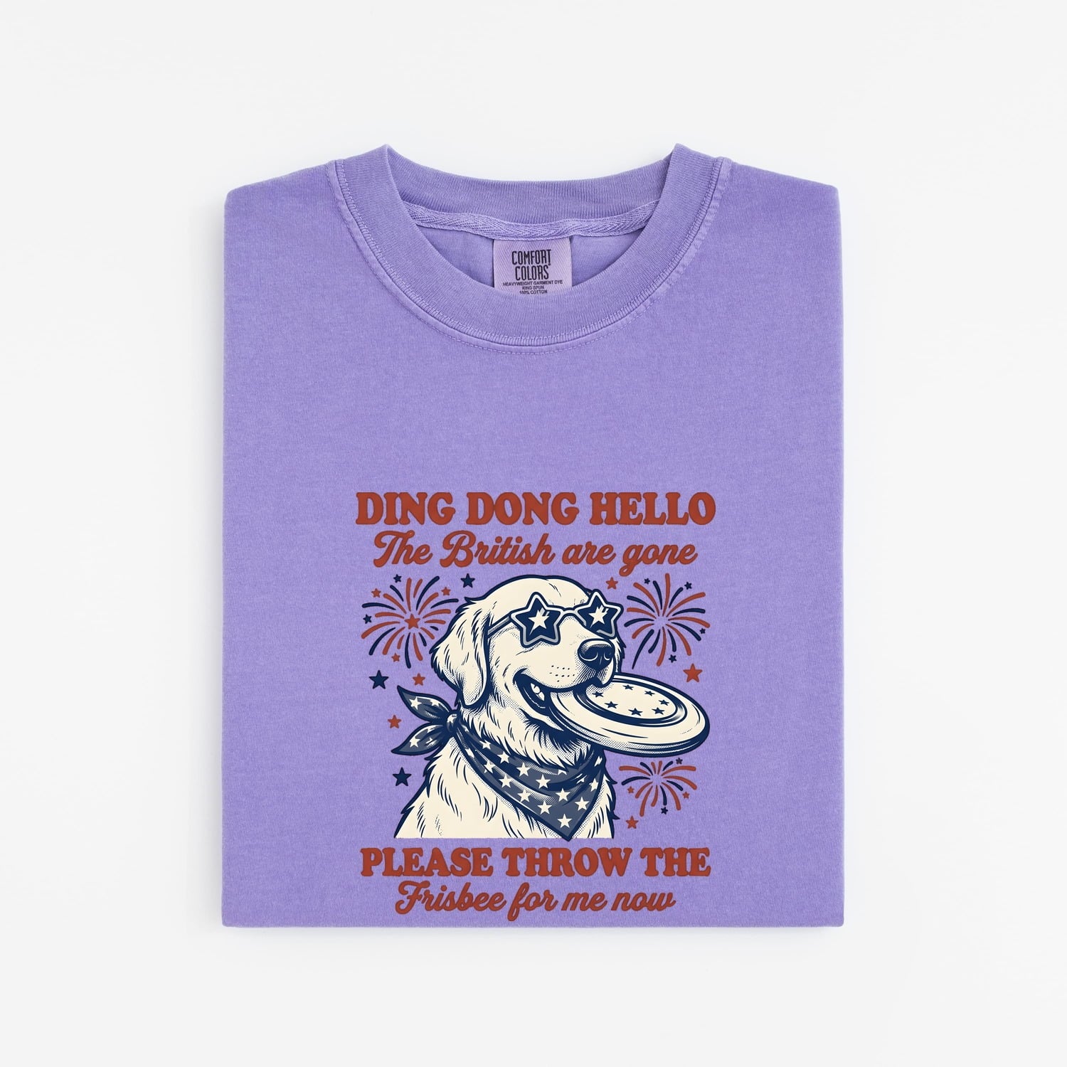 Golden Dog Shirt 4th Of July Canine Gift Women Aged Tee Dog T-Shirt Independence Day Fan Vintage Tshirt Puppy Graphic Primitive Firework