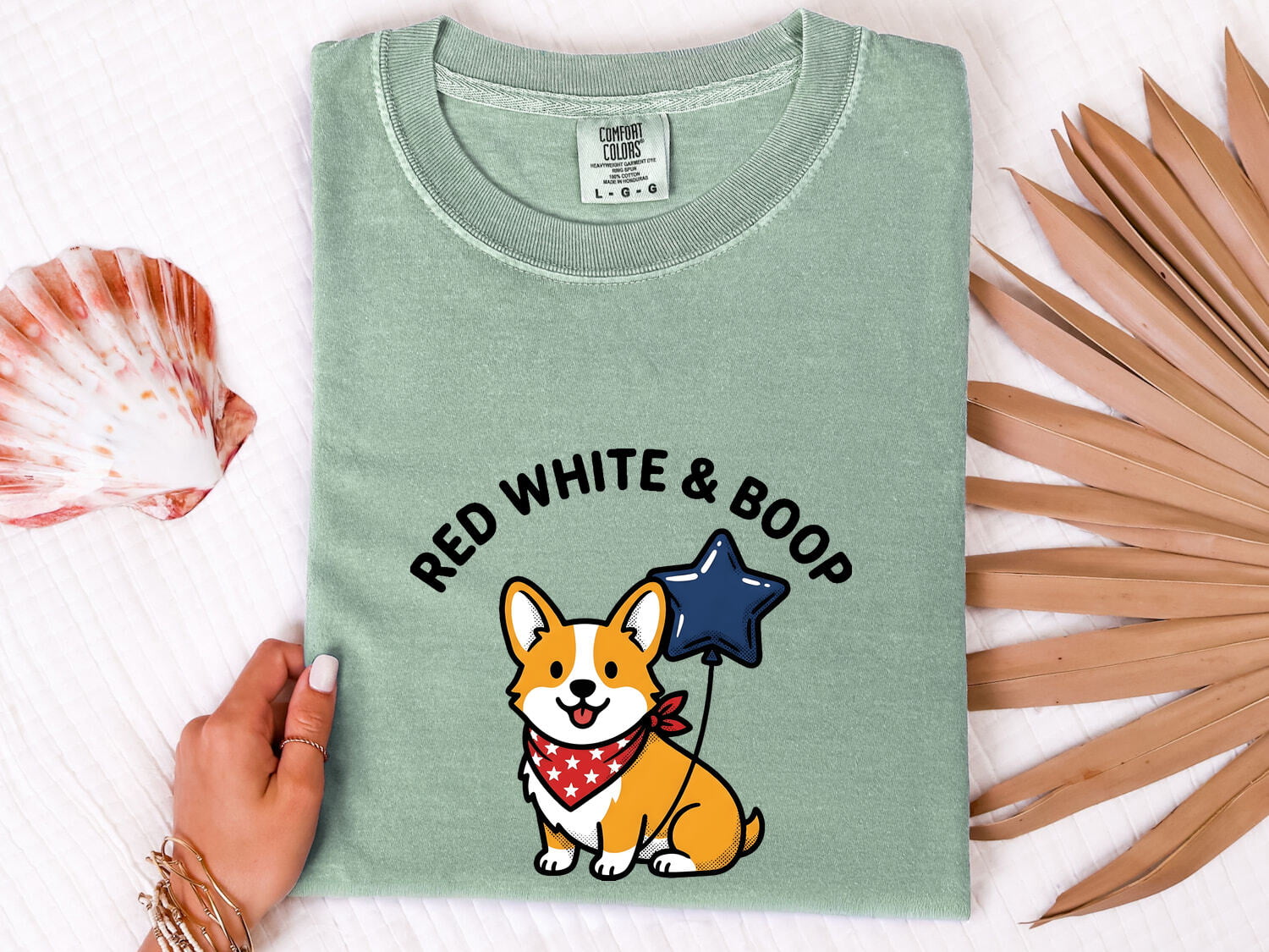 Corgi Dog Shirt 4Th Of July Dog Gift Women Cartoon Tee Puppy T-Shirt Independence Day Fan Comic Tshirt Dog Graphic Kawaii Star Balloon