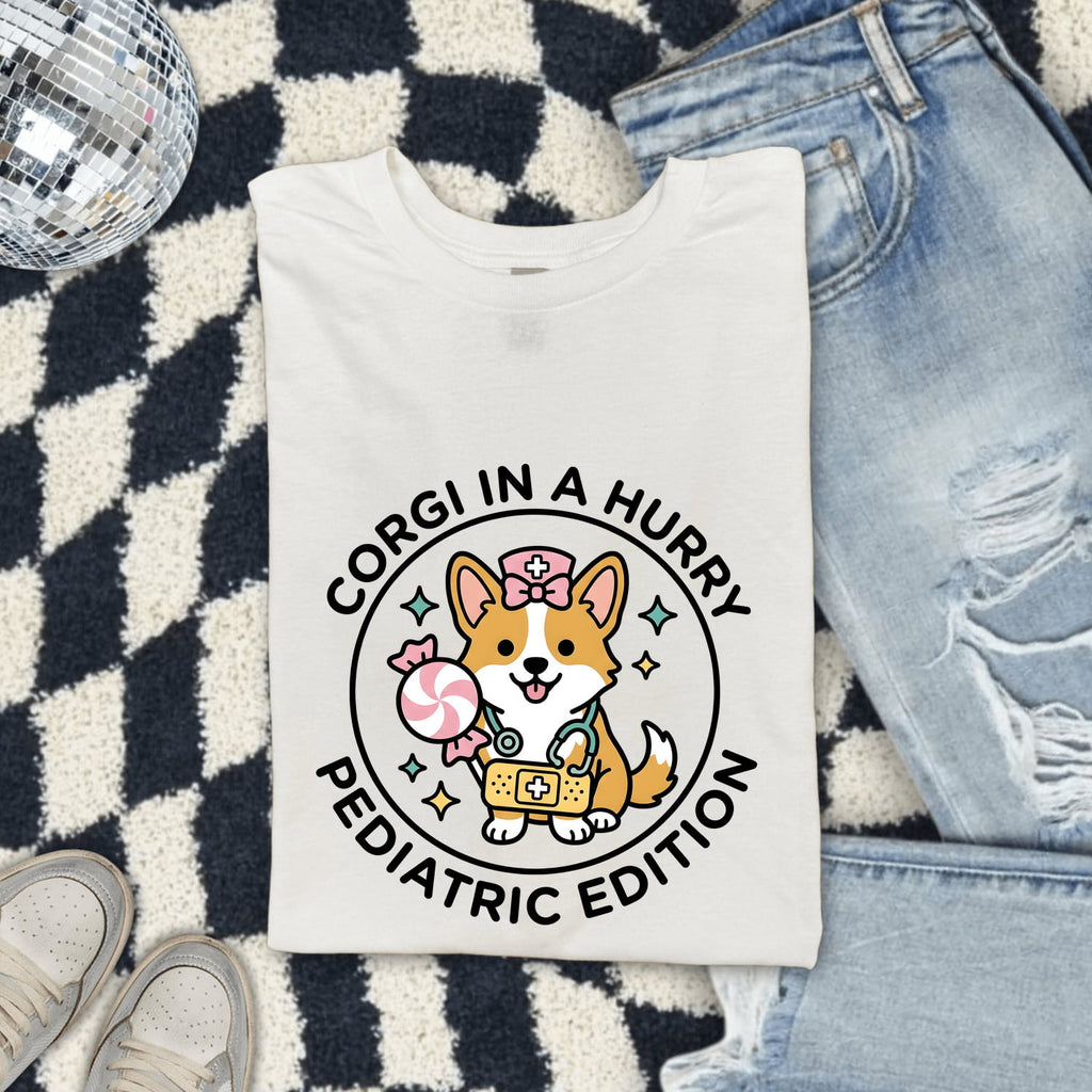 Corgi Caretaker Shirt Nurses Mammal Gift Women Fun Tee Corgi Mom T-Shirt Nurse Enthusiast Animal Graphic Design Creature Illustration