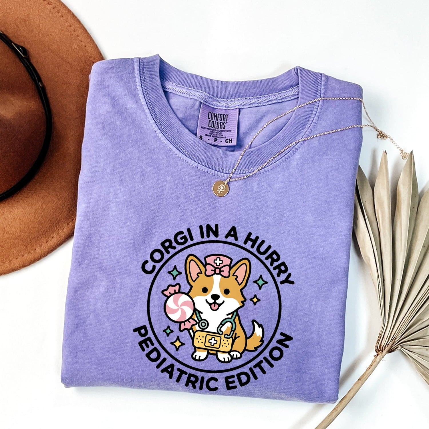 Corgi Caretaker Shirt Nurses Mammal Gift Women Fun Tee Corgi Mom T-Shirt Nurse Enthusiast Animal Graphic Design Creature Illustration
