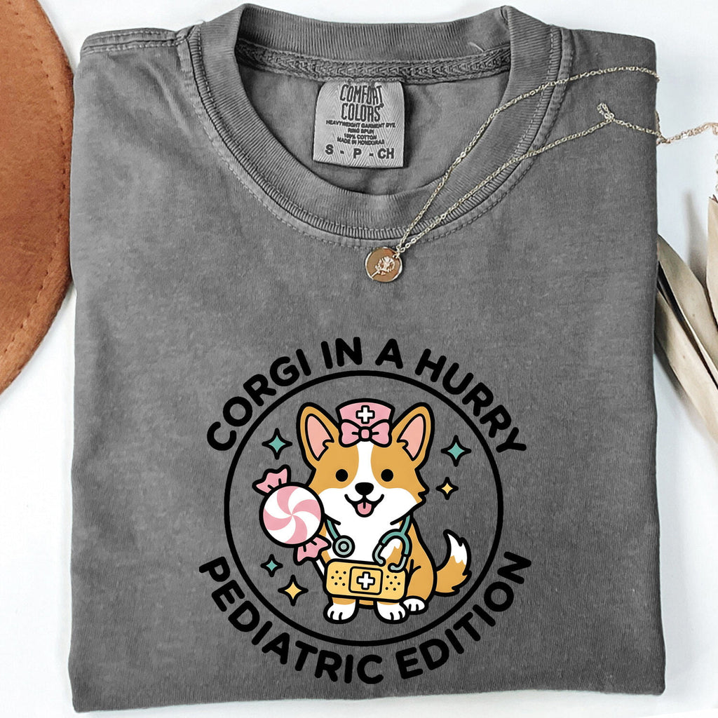Corgi Caretaker Shirt Nurses Mammal Gift Women Fun Tee Corgi Mom T-Shirt Nurse Enthusiast Animal Graphic Design Creature Illustration