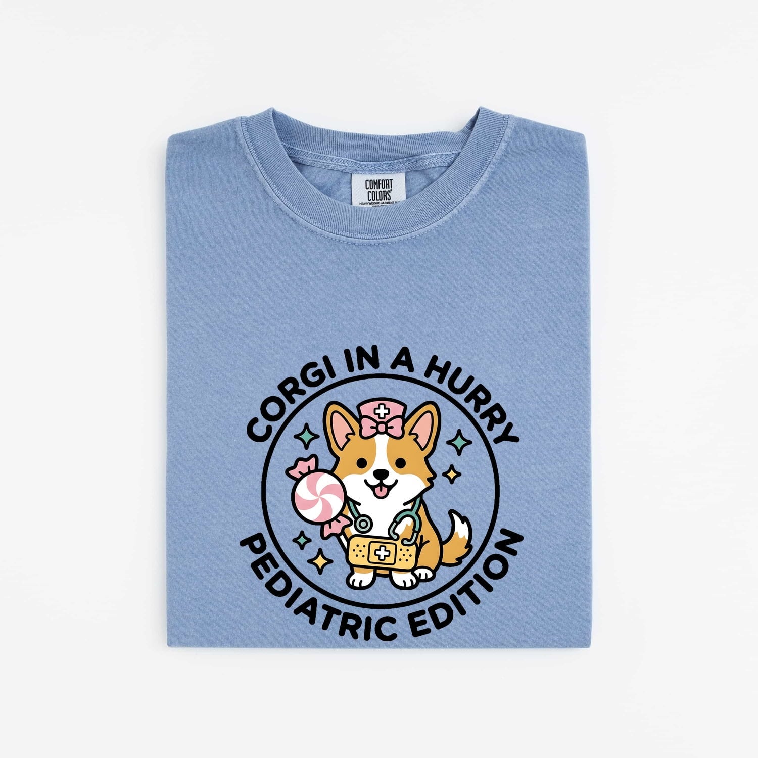 Corgi Caretaker Shirt Nurses Mammal Gift Women Fun Tee Corgi Mom T-Shirt Nurse Enthusiast Animal Graphic Design Creature Illustration