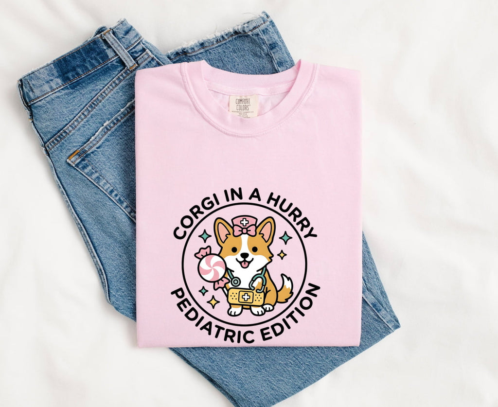 Corgi Caretaker Shirt Nurses Mammal Gift Women Fun Tee Corgi Mom T-Shirt Nurse Enthusiast Animal Graphic Design Creature Illustration