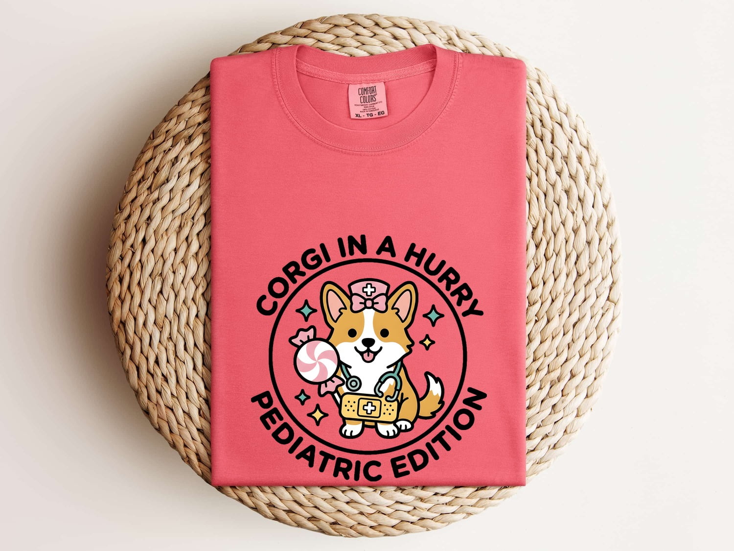 Corgi Caretaker Shirt Nurses Mammal Gift Women Fun Tee Corgi Mom T-Shirt Nurse Enthusiast Animal Graphic Design Creature Illustration