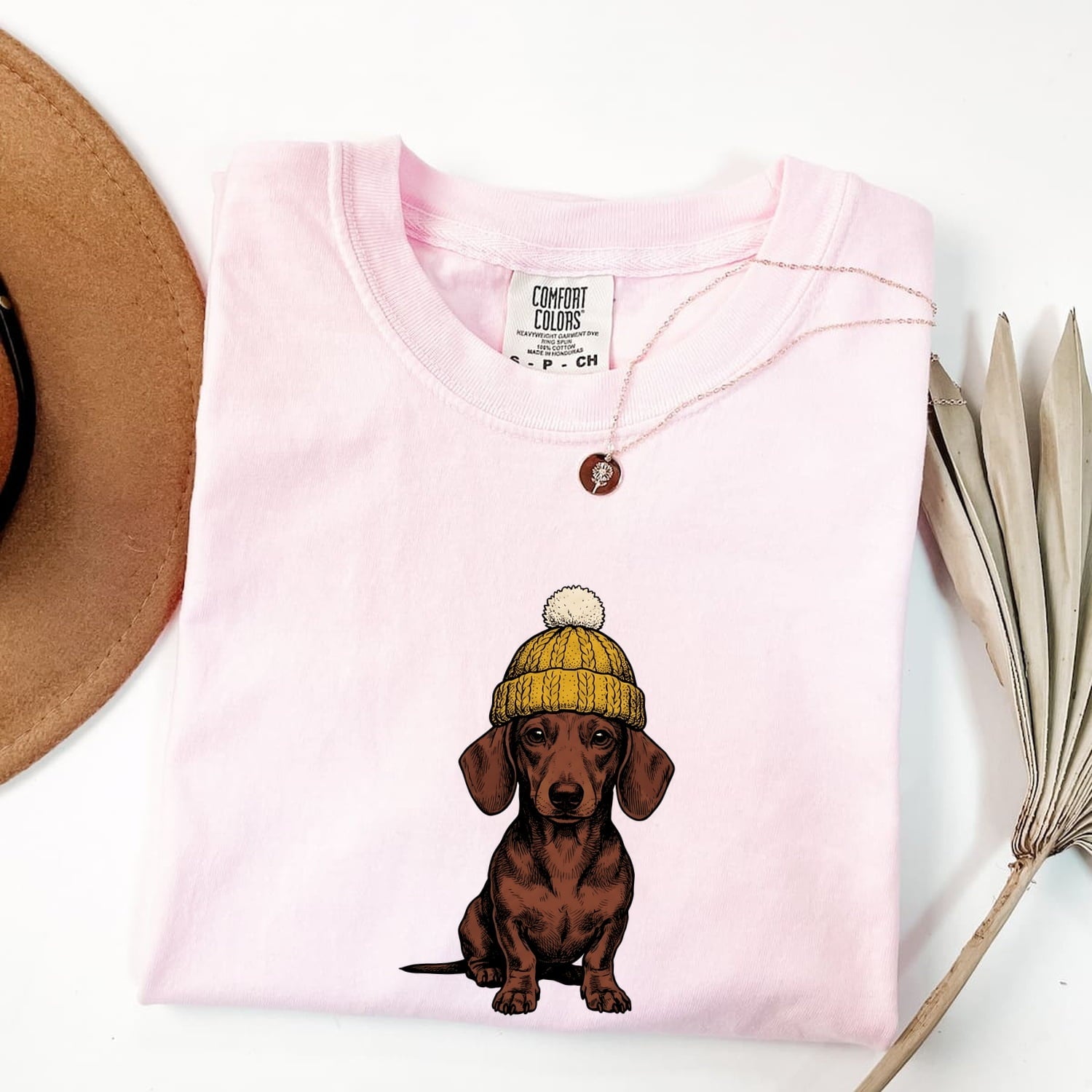 Dachshund Puppy Shirt Dog Animals Gift Women Sketch Tee Wiener Dog T-Shirt Dog Fan Doodle Graphic Tshirt Retro Wool Hat Tshirt
