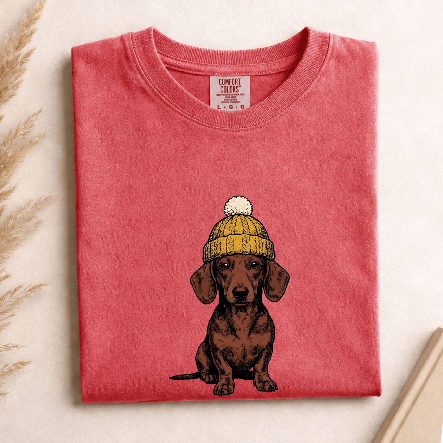 Dachshund Puppy Shirt Dog Animals Gift Women Sketch Tee Wiener Dog T-Shirt Dog Fan Doodle Graphic Tshirt Retro Wool Hat Tshirt