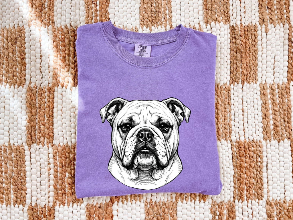 Bulldog Shirt for Women – Old School Cartoon Muzzle Face Illustration Graphic Tee