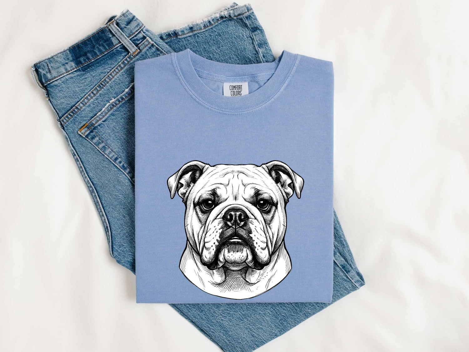 Bulldog Shirt for Women – Old School Cartoon Muzzle Face Illustration Graphic Tee