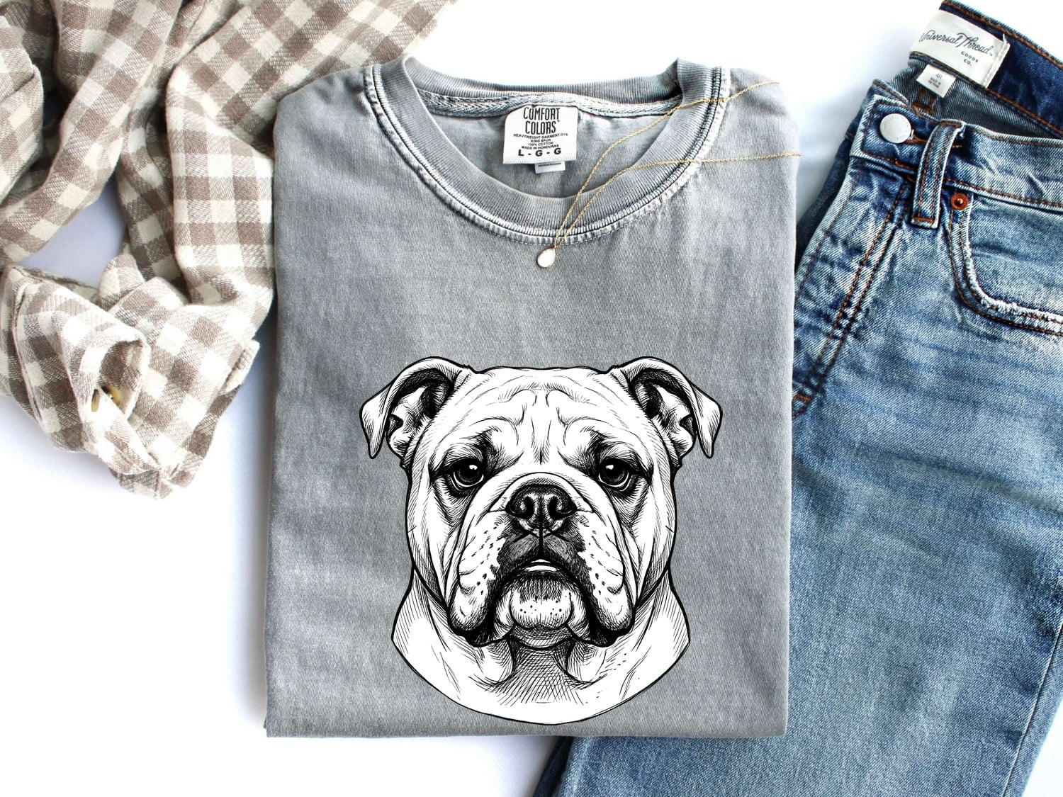 Bulldog Shirt for Women – Old School Cartoon Muzzle Face Illustration Graphic Tee