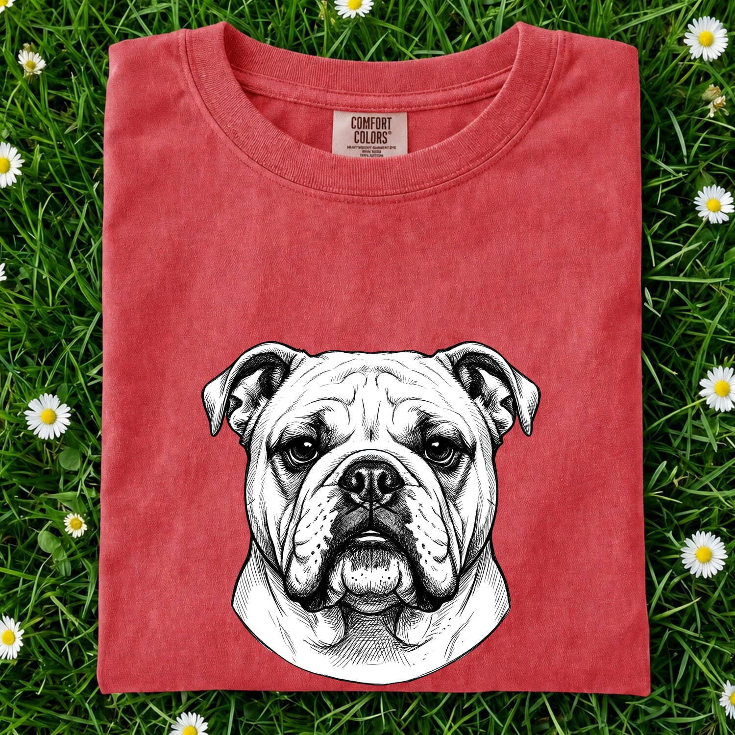Bulldog Shirt for Women – Old School Cartoon Muzzle Face Illustration Graphic Tee