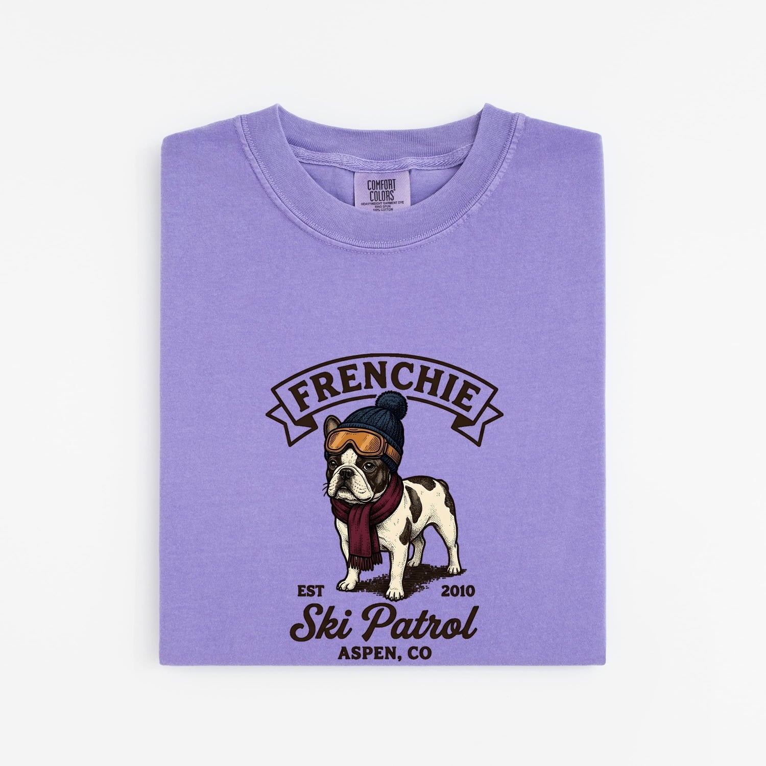 French Bulldog Shirt Dog Ice Gift Women Distressed Tee Bouledogue Francais T-Shirt Dog Fan Vintage Tshirt Frosty Graphic Doodle Ski Costume