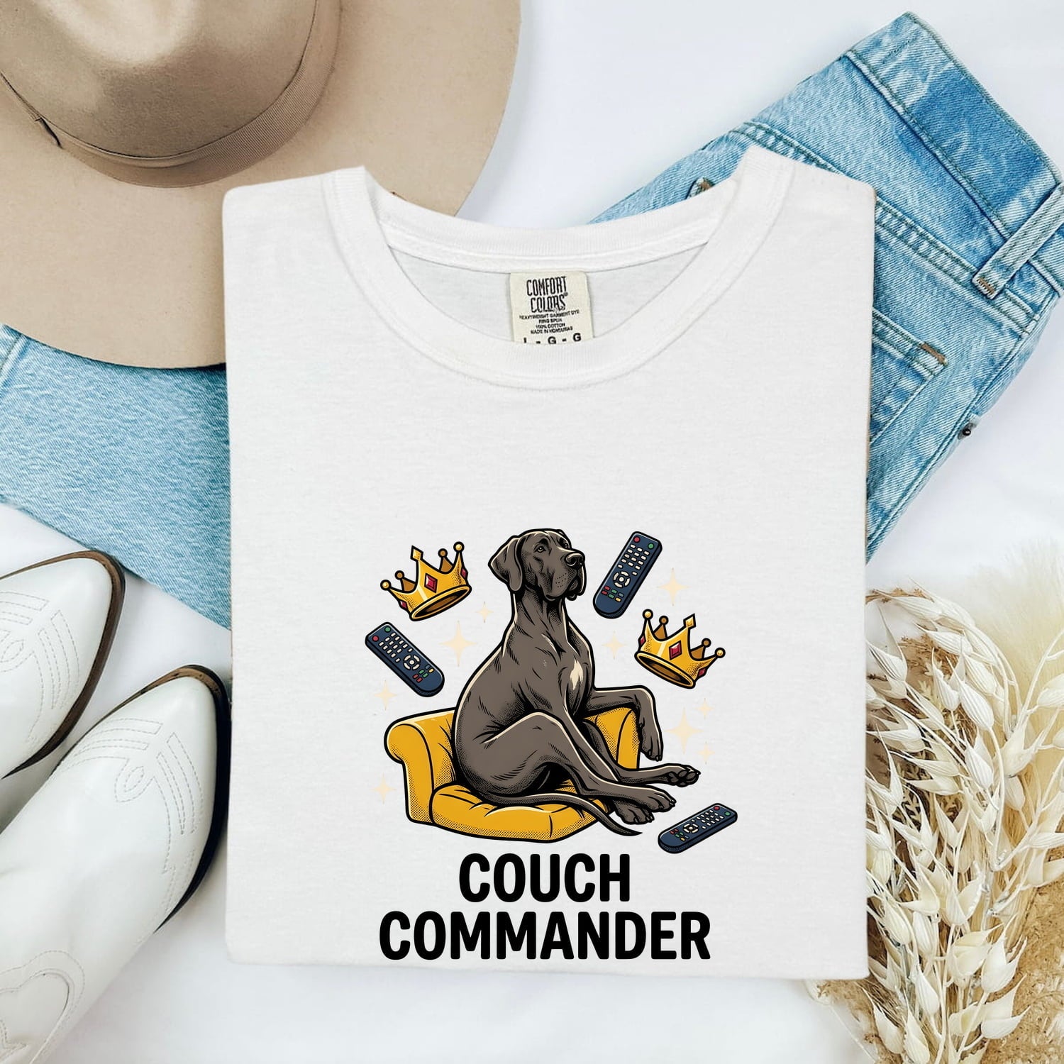 Great Dane Shirt for Women – Funny Caricature Loveseat Comedy Dog Graphic Tee