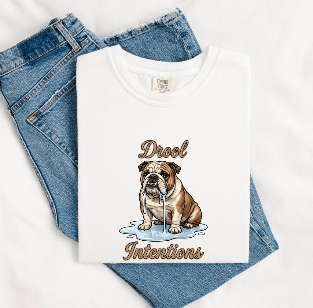 Bulldog Pup Shirt Dog Laugh Gift Women Cartoonish Tee Puppy T-Shirt Dog Fan Cute Tshirt Funny Graphic Antique Wet Mouth Tshirt