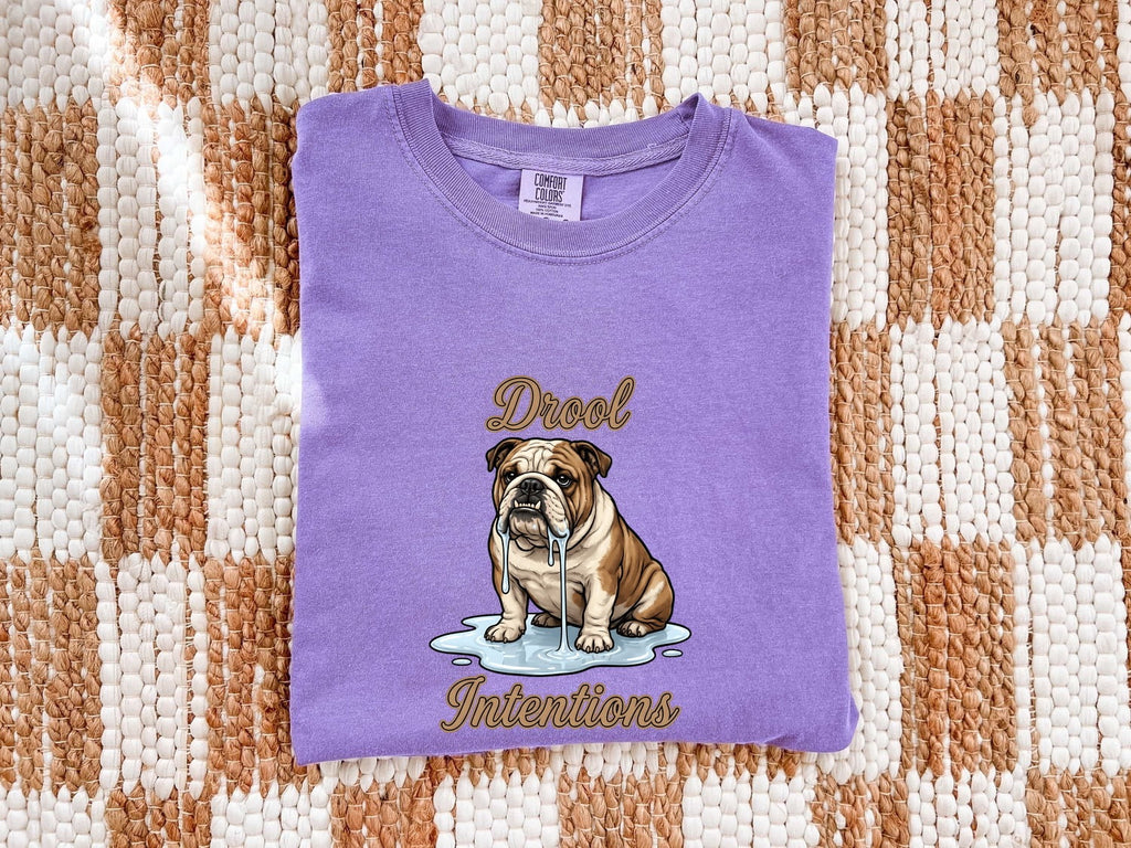 Bulldog Pup Shirt Dog Laugh Gift Women Cartoonish Tee Puppy T-Shirt Dog Fan Cute Tshirt Funny Graphic Antique Wet Mouth Tshirt