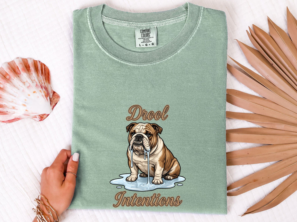 Bulldog Pup Shirt Dog Laugh Gift Women Cartoonish Tee Puppy T-Shirt Dog Fan Cute Tshirt Funny Graphic Antique Wet Mouth Tshirt
