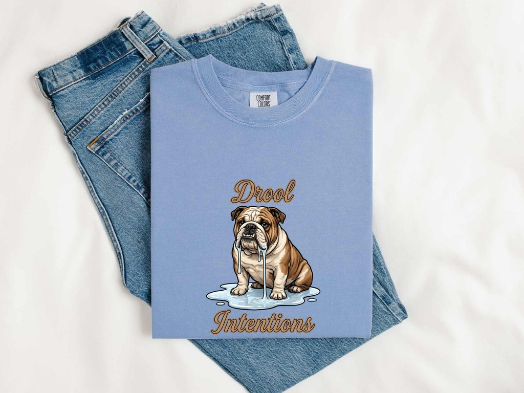 Bulldog Pup Shirt Dog Laugh Gift Women Cartoonish Tee Puppy T-Shirt Dog Fan Cute Tshirt Funny Graphic Antique Wet Mouth Tshirt
