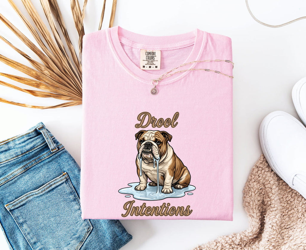 Bulldog Pup Shirt Dog Laugh Gift Women Cartoonish Tee Puppy T-Shirt Dog Fan Cute Tshirt Funny Graphic Antique Wet Mouth Tshirt