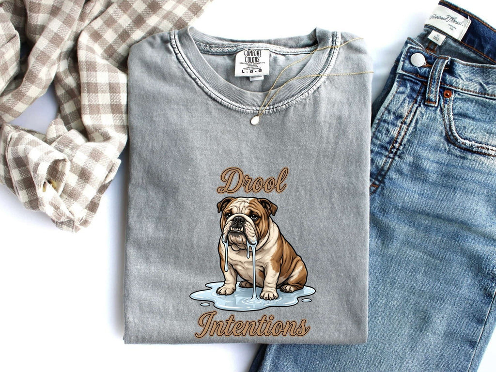 Bulldog Pup Shirt Dog Laugh Gift Women Cartoonish Tee Puppy T-Shirt Dog Fan Cute Tshirt Funny Graphic Antique Wet Mouth Tshirt