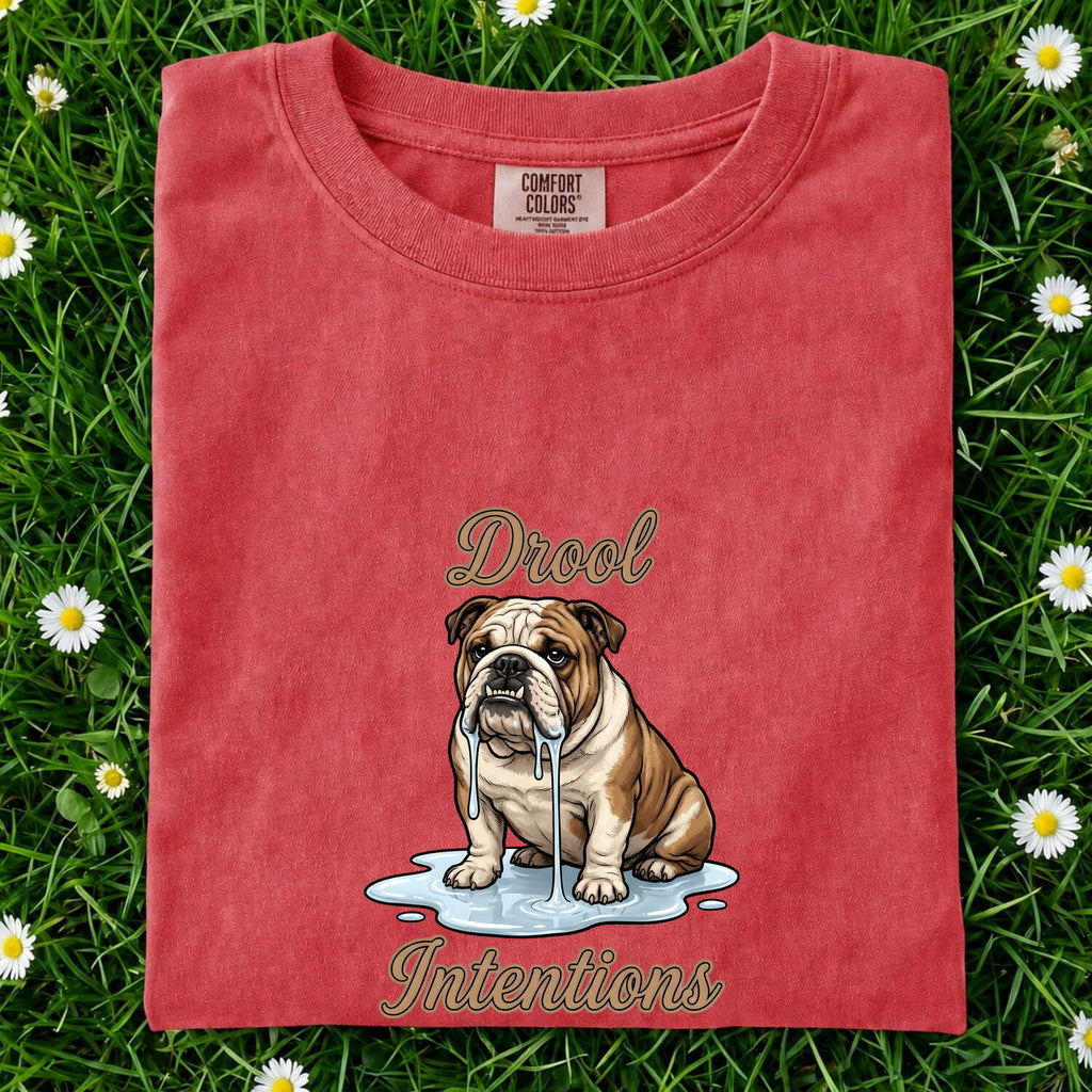 Bulldog Pup Shirt Dog Laugh Gift Women Cartoonish Tee Puppy T-Shirt Dog Fan Cute Tshirt Funny Graphic Antique Wet Mouth Tshirt