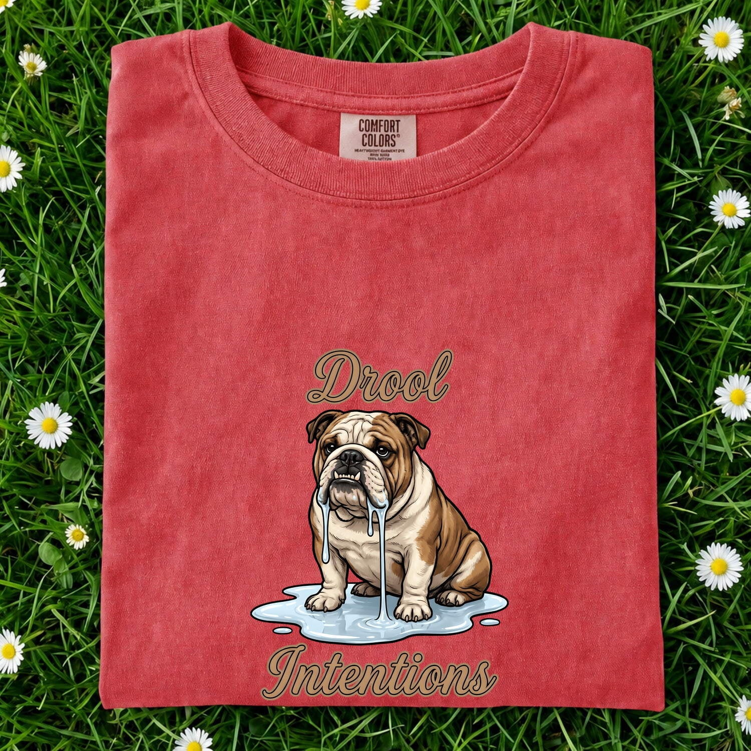 Bulldog Pup Shirt Dog Laugh Gift Women Cartoonish Tee Puppy T-Shirt Dog Fan Cute Tshirt Funny Graphic Antique Wet Mouth Tshirt