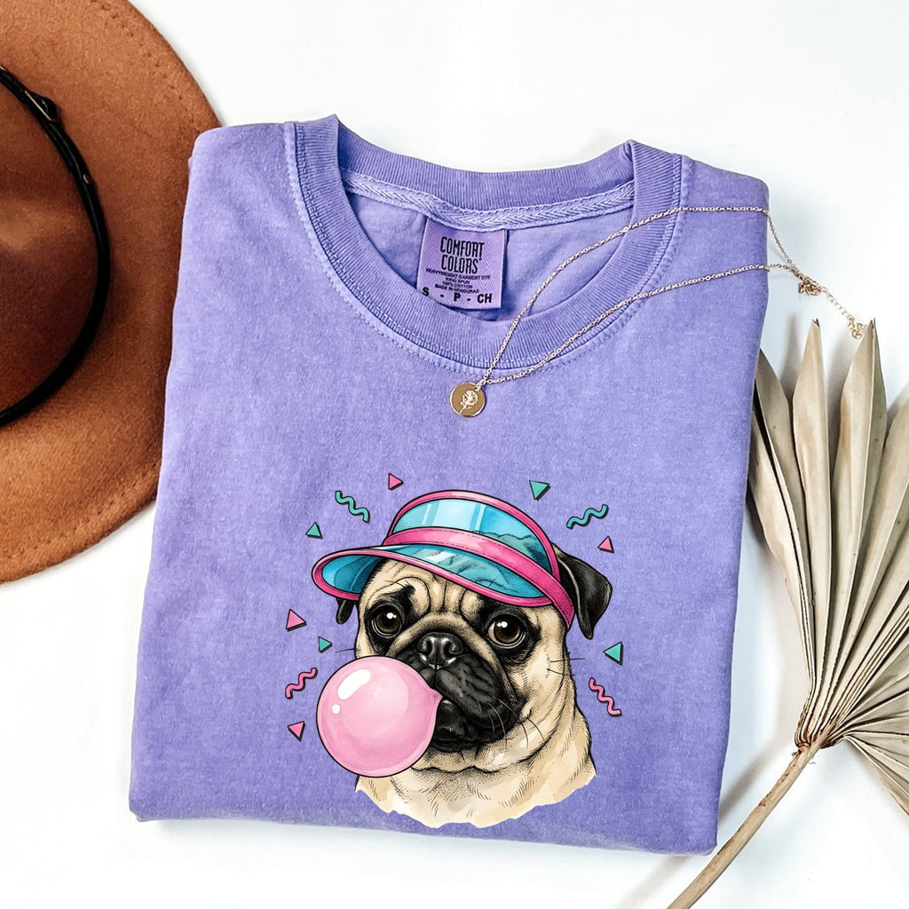 Pug Puppy Shirt Dog Jokes Gift Women Comic Tee Puggle T-Shirt Dog Fan Cartoon Tshirt Humor Graphic Vintage Chewing Gum Tshirt