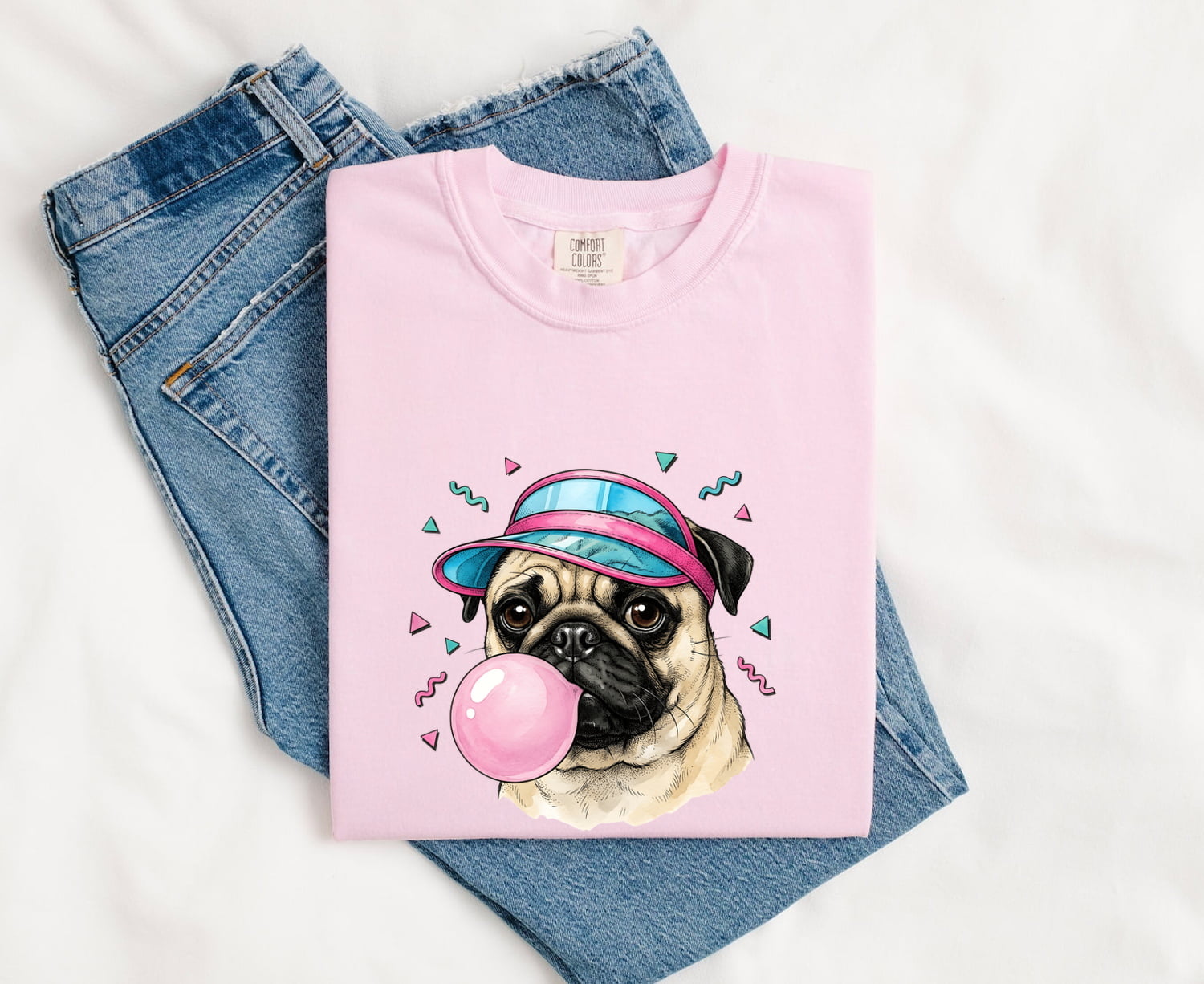 Pug Puppy Shirt Dog Jokes Gift Women Comic Tee Puggle T-Shirt Dog Fan Cartoon Tshirt Humor Graphic Vintage Chewing Gum Tshirt