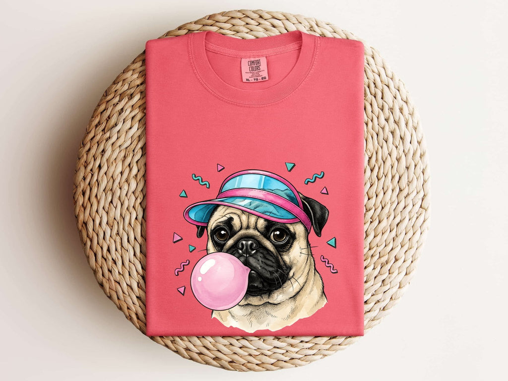 Pug Puppy Shirt Dog Jokes Gift Women Comic Tee Puggle T-Shirt Dog Fan Cartoon Tshirt Humor Graphic Vintage Chewing Gum Tshirt