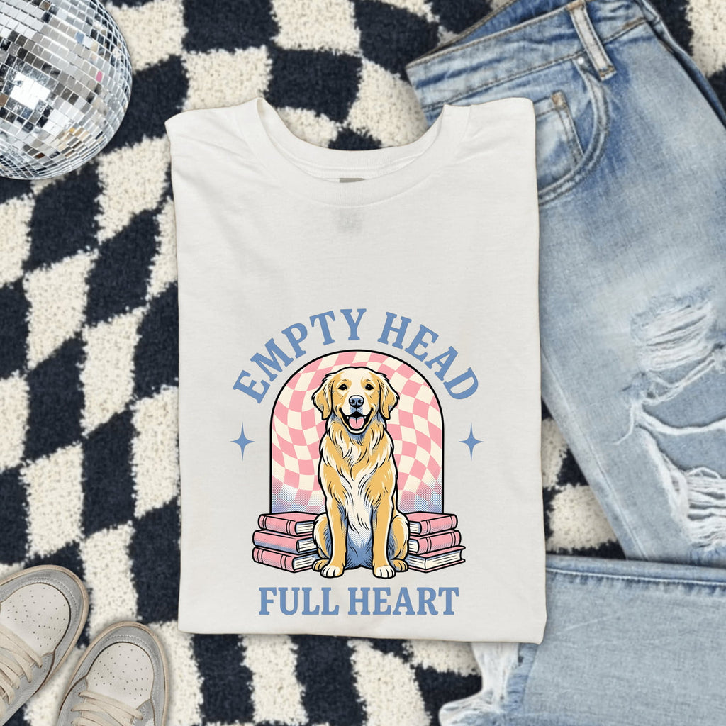 Golden Retriever Shirt Dog Reading Materials Gift Women Kawaii Tee Retriever T-Shirt Dog Fan Cute Tshirt Book Graphic Hand Drawn Stacked