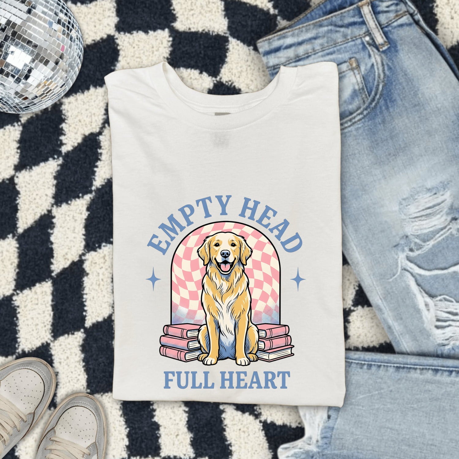 Golden Retriever Shirt Dog Reading Materials Gift Women Kawaii Tee Retriever T-Shirt Dog Fan Cute Tshirt Book Graphic Hand Drawn Stacked