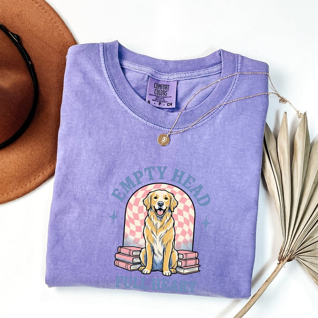 Golden Retriever Shirt Dog Reading Materials Gift Women Kawaii Tee Retriever T-Shirt Dog Fan Cute Tshirt Book Graphic Hand Drawn Stacked