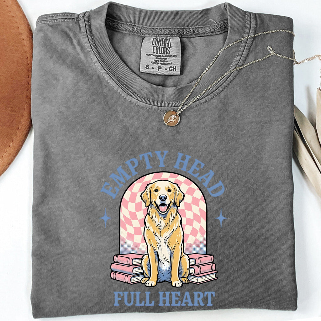 Golden Retriever Shirt Dog Reading Materials Gift Women Kawaii Tee Retriever T-Shirt Dog Fan Cute Tshirt Book Graphic Hand Drawn Stacked