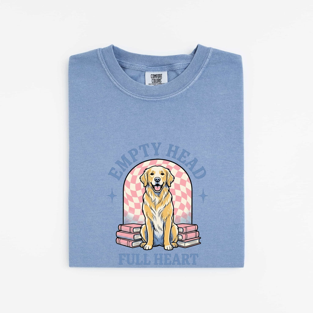 Golden Retriever Shirt Dog Reading Materials Gift Women Kawaii Tee Retriever T-Shirt Dog Fan Cute Tshirt Book Graphic Hand Drawn Stacked