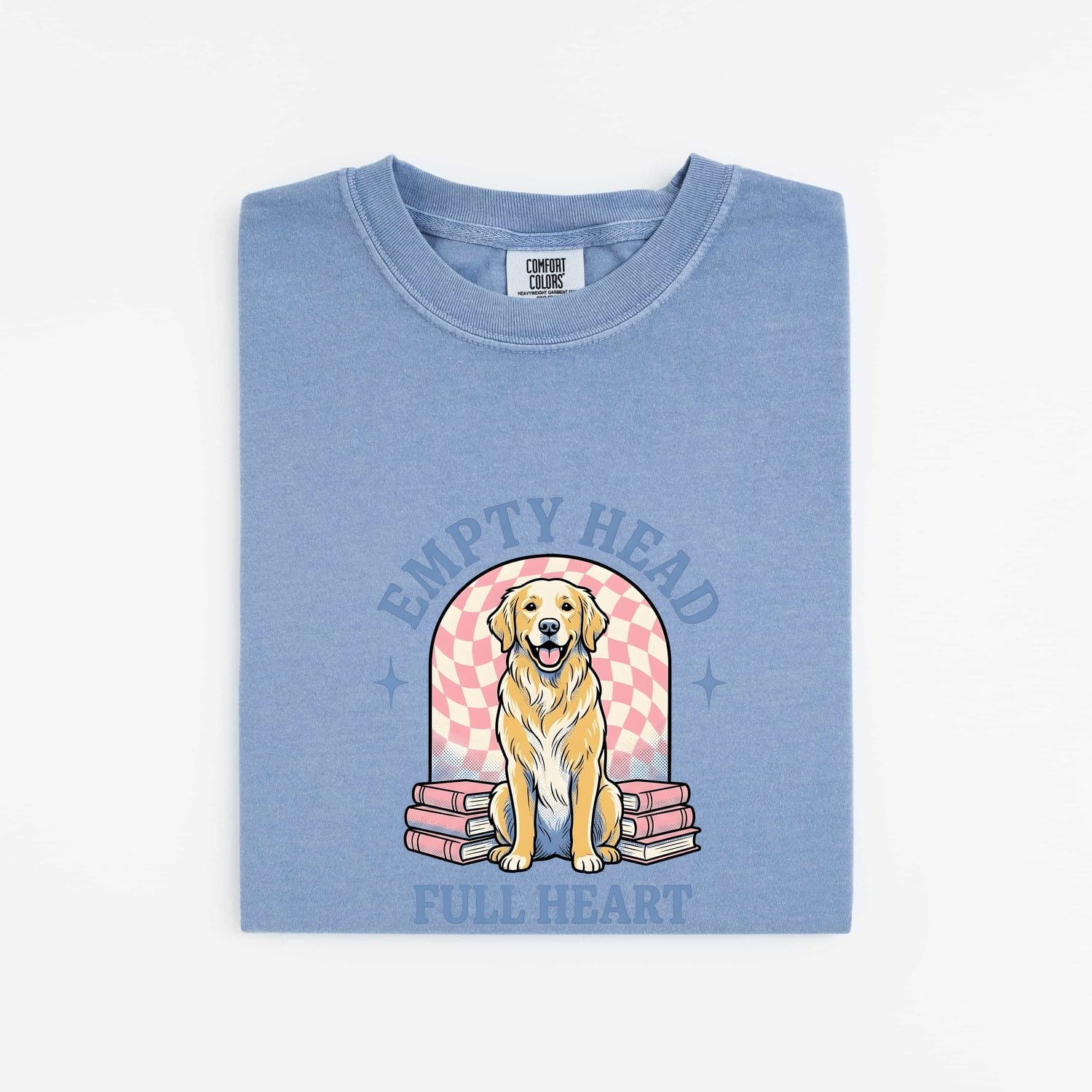 Golden Retriever Shirt Dog Reading Materials Gift Women Kawaii Tee Retriever T-Shirt Dog Fan Cute Tshirt Book Graphic Hand Drawn Stacked