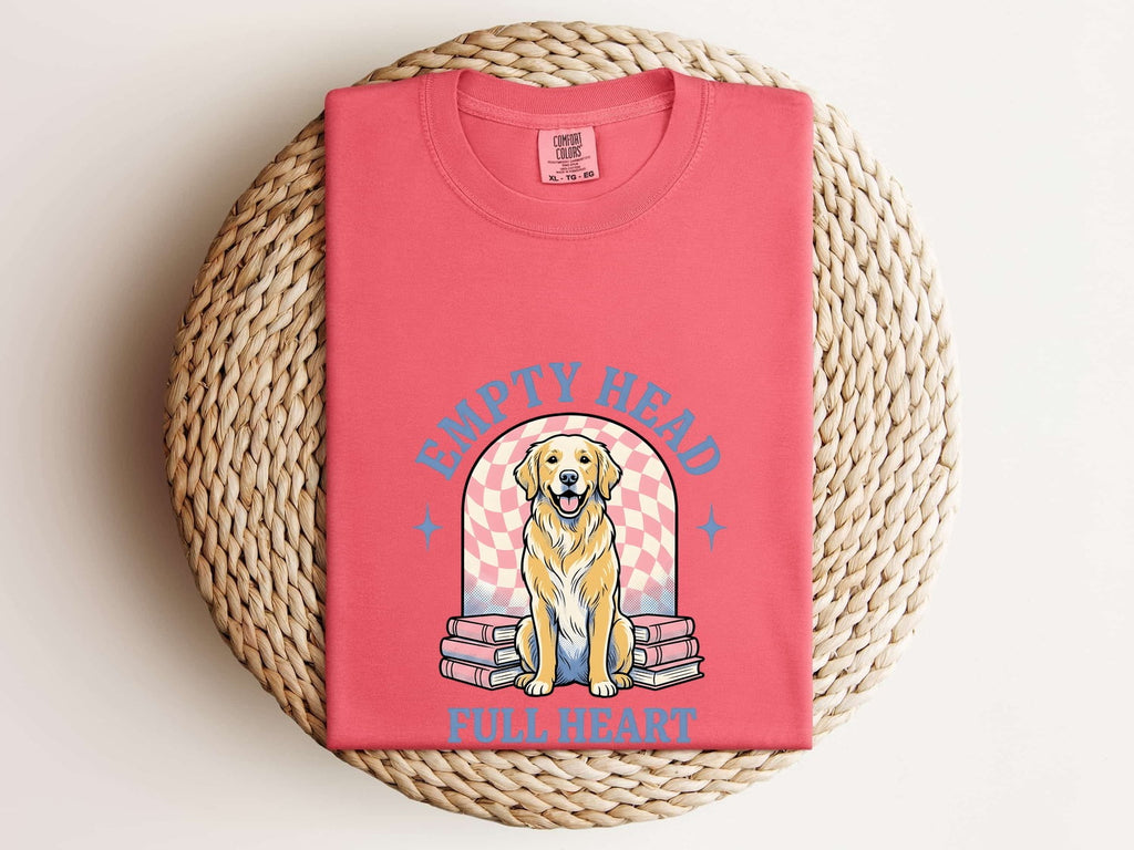 Golden Retriever Shirt Dog Reading Materials Gift Women Kawaii Tee Retriever T-Shirt Dog Fan Cute Tshirt Book Graphic Hand Drawn Stacked